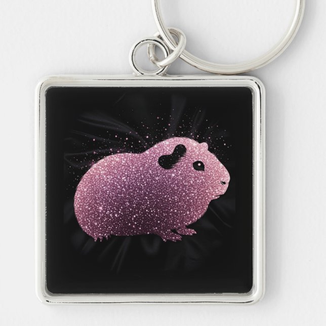 Guinea Pig Keyring Pink Sparkle (Front)