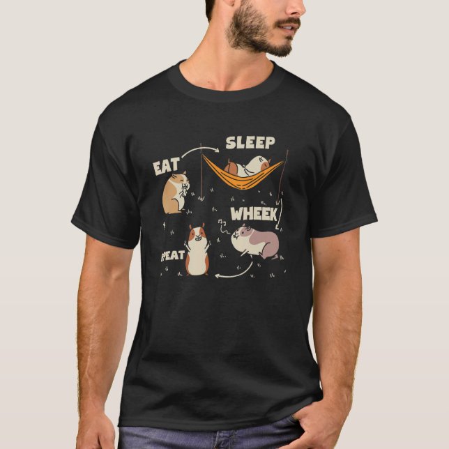 Guinea Pig Life Cycle Eat Sleep Wheek Repeat Anima T-Shirt (Front)