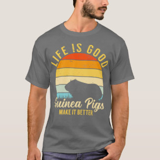 Guinea Pig Life Is Better Vintage Retro Pet Rodent T-Shirt