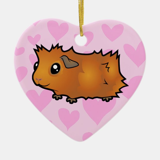 Guinea Pig Love (add your own message) Ceramic Tree Decoration (Front)