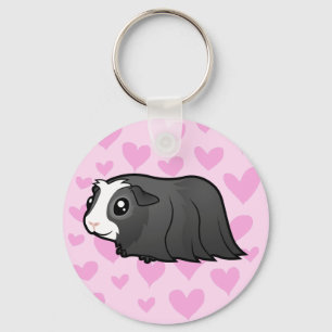 Guinea Pig Love (long hair) Key Ring