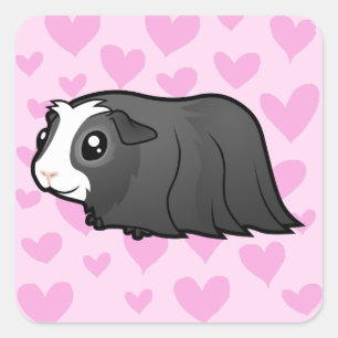 Guinea Pig Love (long hair) Square Sticker