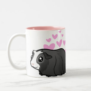 Guinea Pig Love (long hair) Two-Tone Coffee Mug