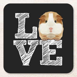 Guinea Pig Love Rodent Wheek Square Paper Coaster
