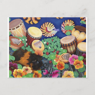 Guinea Pig Magic Carpet Drum Garden Delight Postcard