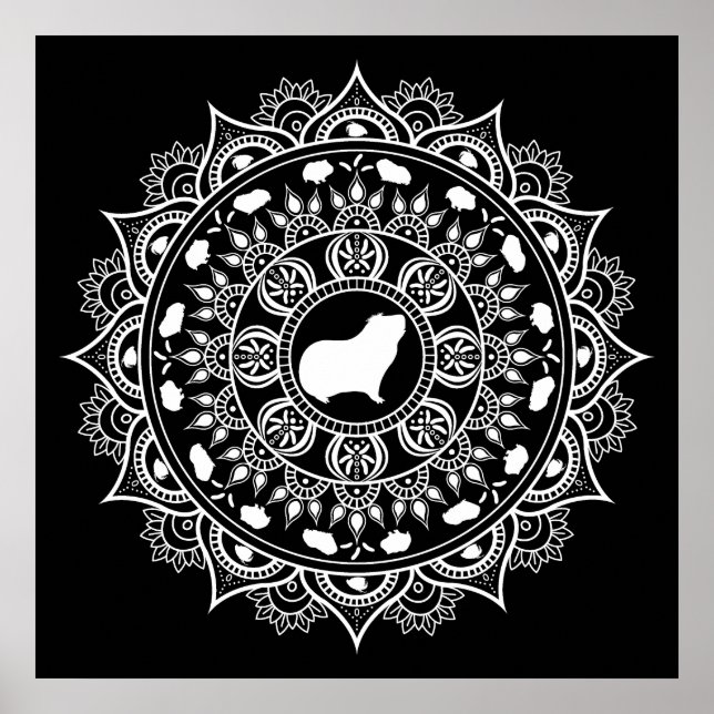 Guinea Pig Mandala Art Poster (Front)