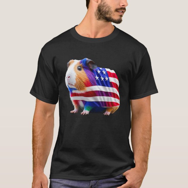 Guinea Pig Mom Dad Funny Piggy 4th July T-Shirt (Front)