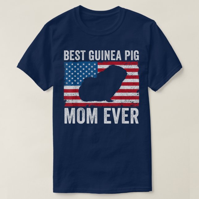 Guinea Pig Mum American Flag Funny Guinea Pig Love T-Shirt (Design Front)