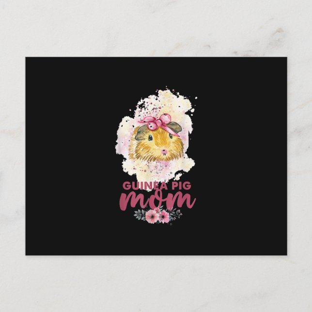 Guinea Pig Mum Floral Mors Day And Christmas Gift Postcard (Front)