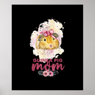 Guinea Pig Mum Floral Mors Day And Christmas Gift Poster
