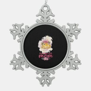 Guinea Pig Mum Floral Mors Day And Christmas Gift Snowflake Pewter Christmas Ornament