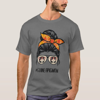Guinea Pig Mum Messy Bun Hair Glasses, Guinea Pig T-Shirt