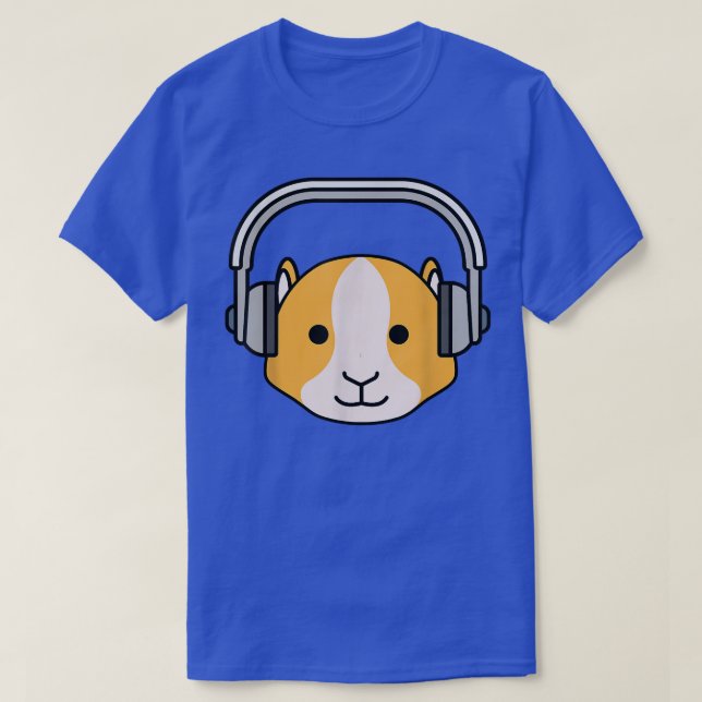 Guinea Pig Music Funny Hamster Headphones DJ Cool  T-Shirt (Design Front)