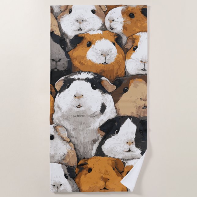 Guinea Pig Pattern Beach Towel (Front)