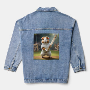 Guinea Pig Playing Cricket,  Denim Jacket