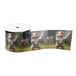 Guinea Pig Playing Cricket,  Satin Ribbon