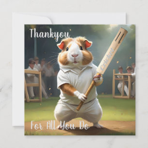 Guinea Pig Playing Cricket, Thank You Card