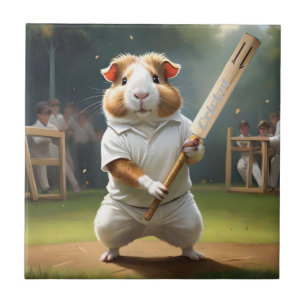 Guinea Pig Playing Cricket, Tile