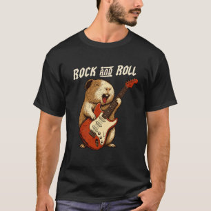 Guinea Pig Playing Guitar Rock and Roll Pet Lover T-Shirt