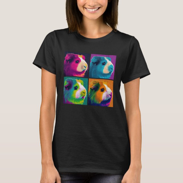 Guinea Pig Pop Illustration Colorful Animal Women  T-Shirt (Front)