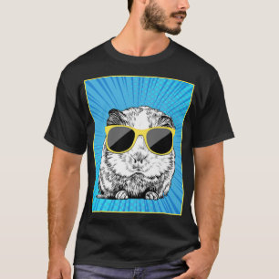 Guinea Pig Portrait Pop Art Animal with Sunglasses T-Shirt