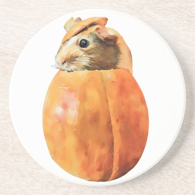 Guinea Pig Pumpkin Coaster (Front)