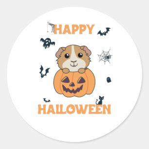 Guinea Pig Pumpkin Sweet Animals Happy Halloween Classic Round Sticker