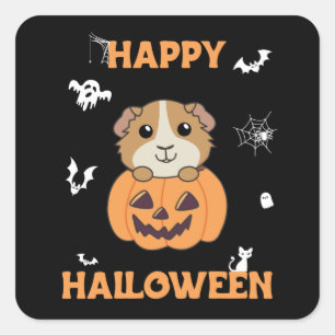Guinea Pig Pumpkin Sweet Animals Happy Halloween S Square Sticker