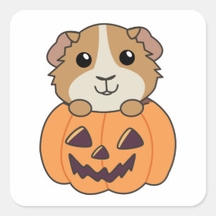 Guinea Pig Pumpkin Sweet Animals Happy Halloween S Square Sticker