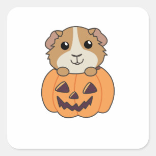 Guinea Pig Pumpkin Sweet Animals Happy Halloween Square Sticker