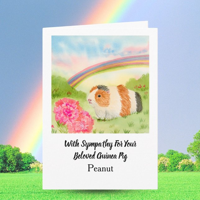 Guinea Pig Rainbow Sympathy with Carnations Name Card (Creator Uploaded)