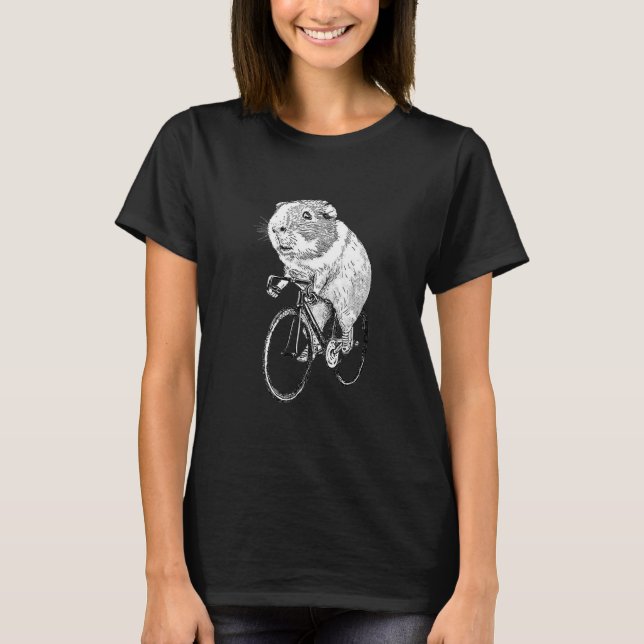 Guinea Pig Riding Bicycle Rider T-Shirt (Front)