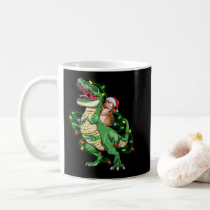 Guinea Pig Riding Christmas Light T Rex Dinosaur Coffee Mug