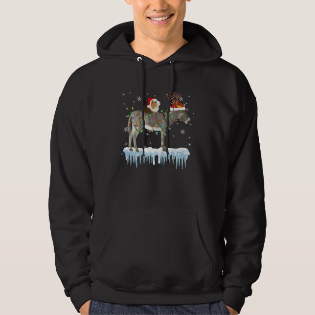 Guinea Pig Riding Donkey Reindeer Santa Christmas  Hoodie (Front)