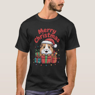 Guinea Pig Santa Hat Animals Lovers Ugly Christmas T-Shirt