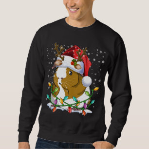 Guinea Pig Santa Hat Christmas Lights Family Match Sweatshirt