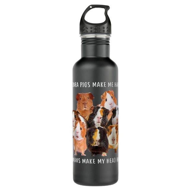 Guinea Pig Shirt Make Me Happy Guinea Pig  710 Ml Water Bottle (Front)