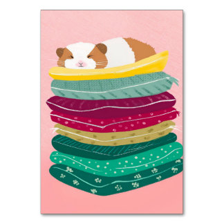 Guinea Pig Sleeping Cute Animals Pet Owner Gift Table Number