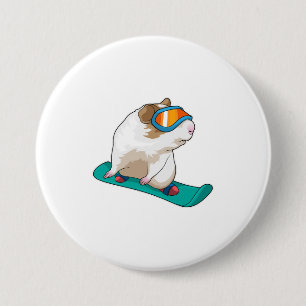 Guinea pig Snowboarder Snowboard 7.5 Cm Round Badge