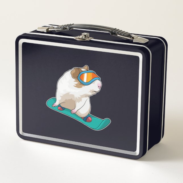 Guinea pig Snowboarder Snowboard Metal Lunch Box (Front)