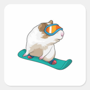 Guinea pig Snowboarder Snowboard Square Sticker