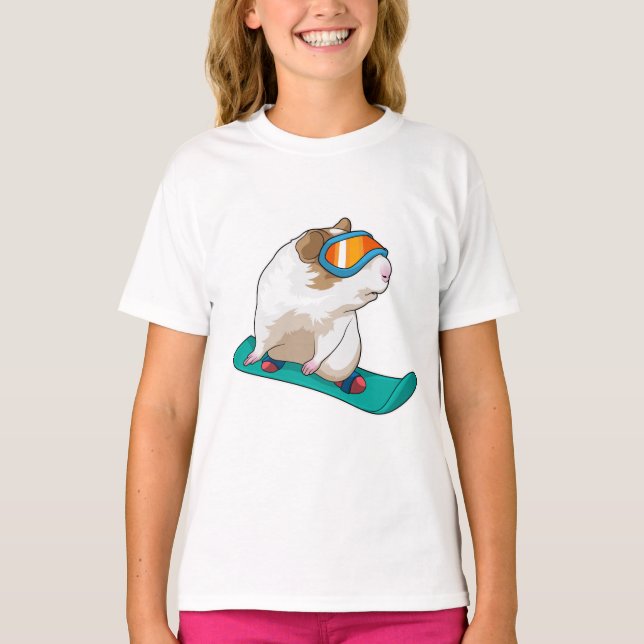 Guinea pig Snowboarder Snowboard T-Shirt (Front)