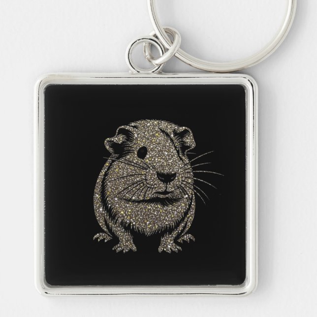 Guinea Pig sparkling Key Ring (Front)
