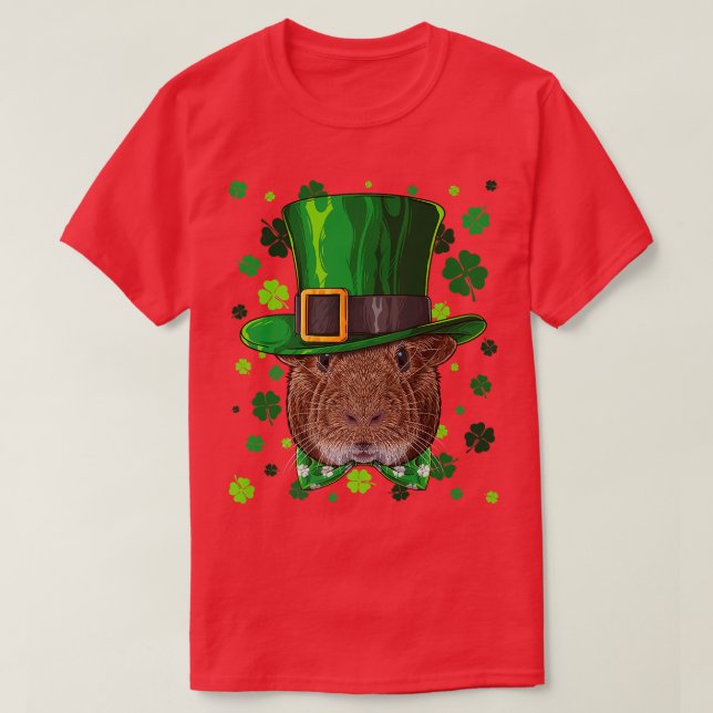 Guinea Pig St Patricks Day Animal Leprechaun Hat S T-Shirt (Design Front)