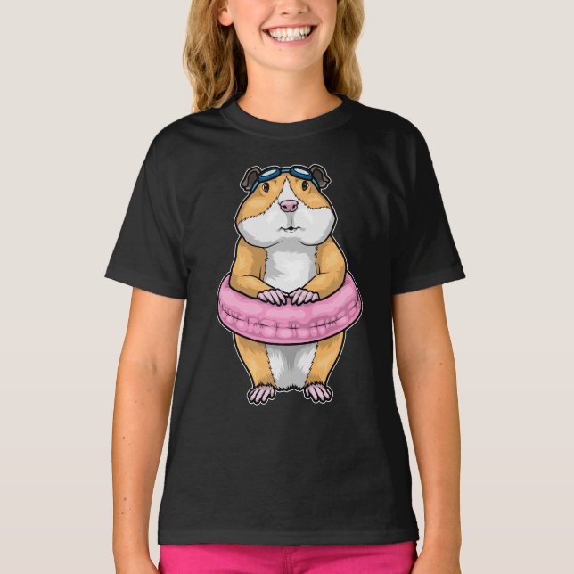 Guinea pig Swimming Lifebuoy T-Shirt (Front)