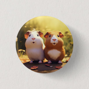 Guinea pig themed design, cute . 3 cm round badge