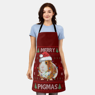 Guinea Pig Ugly Christmas Sweater Merry Pigmas Apron