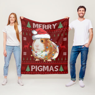 Guinea Pig Ugly Christmas Sweater Merry Pigmas Fleece Blanket