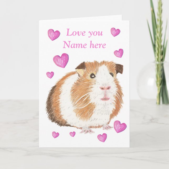 Guinea Pig Valentine, Love You Holiday Card (Front)