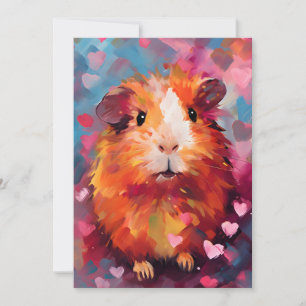 Guinea pig Valentine's Day Holiday Card